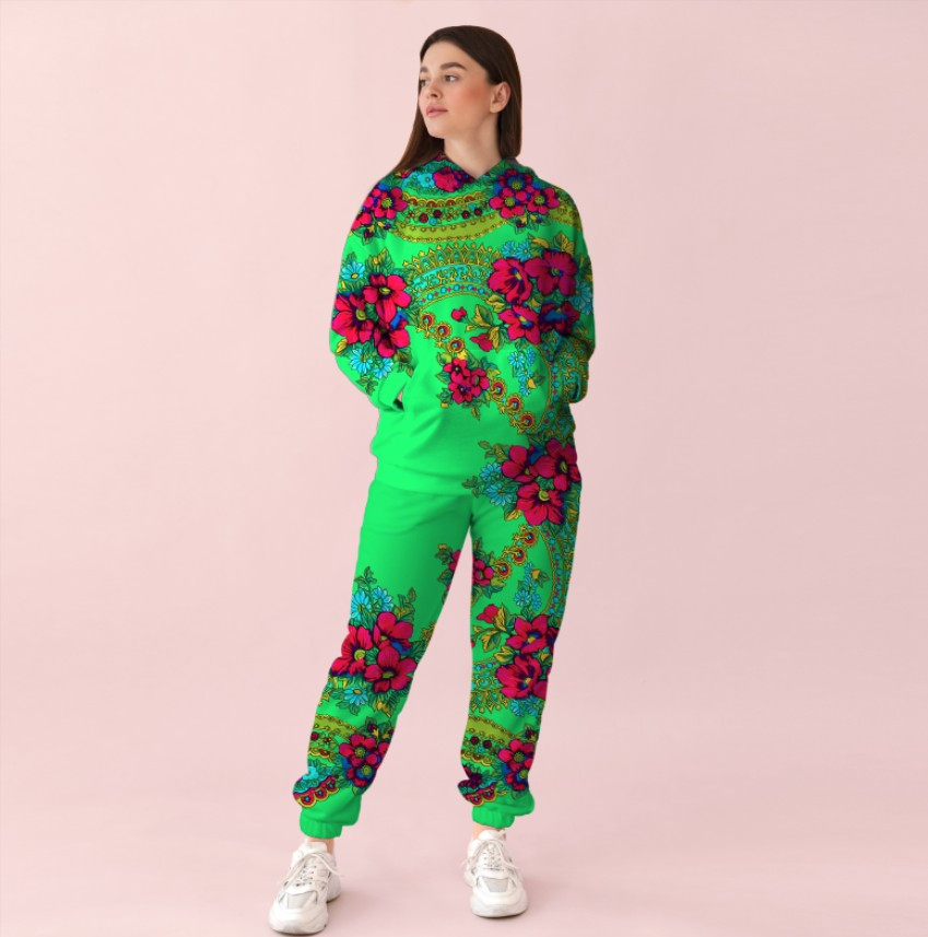 Яскравий зелений спортивний костюм із принтом Хустка ВСІ Розміри Преміум тканина