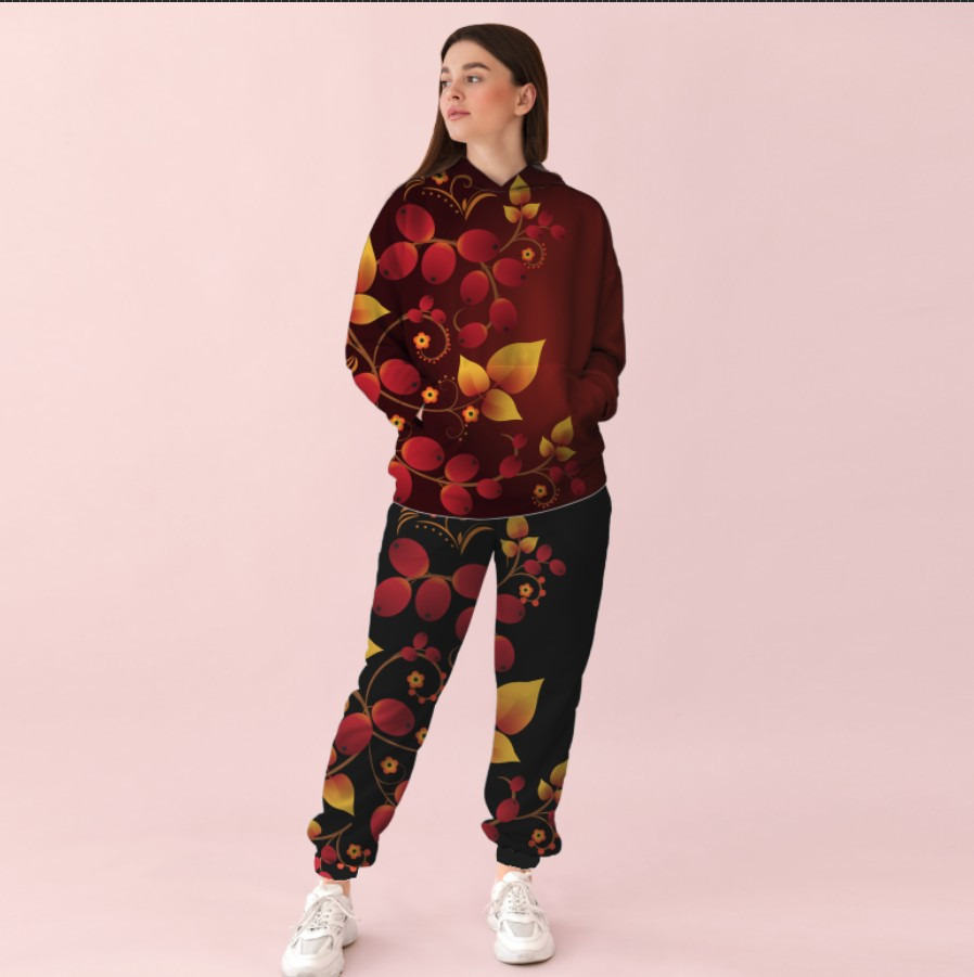 Жіночий спортивний костюм із принтом листя ВСІ Розміри Преміум тканина