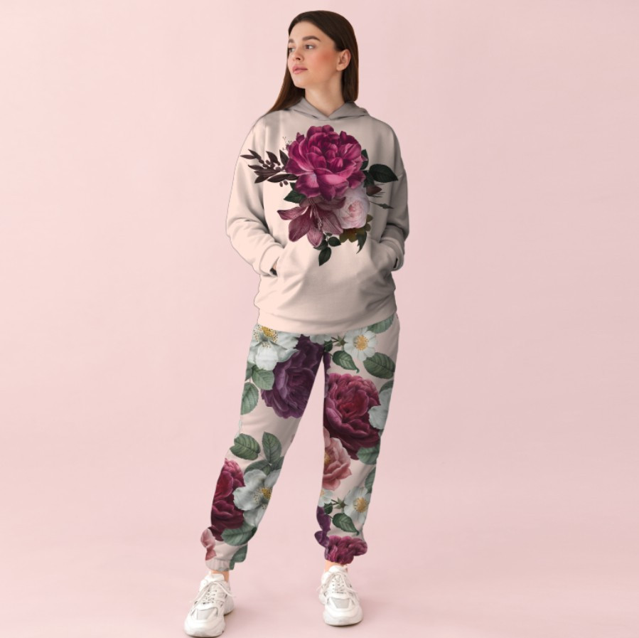 Жіночий спортивний костюм ніжний квітковий принт ВСІ Розміри Преміум тканина
