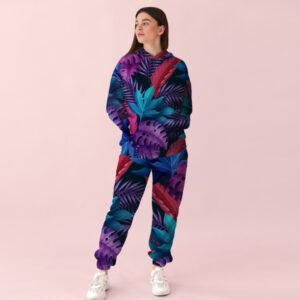 Жіночий спортивний костюм із принтом рослинний візерунок ВСІ Розміри Преміум тканина