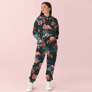 Жіночий спортивний костюм із принтом фламінго з квітами ВСІ Розміри Преміум тканина