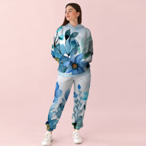 Жіночий білий спортивний костюм із ніжним квітковим принтом 0_009 ВСІ Розміри Преміум тканина