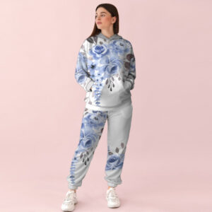 Жіночий білий спортивний костюм із ніжним квітковим принтом 0_011 ВСІ Розміри Преміум тканина