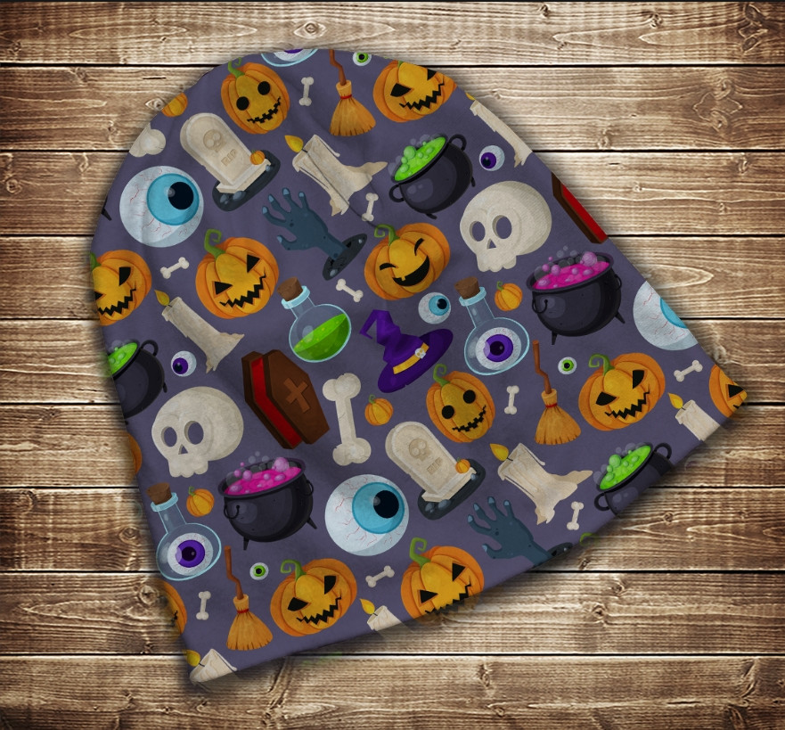 Шапка з 3D принтом на тему Паттерн хелловін. Усі розміри та сезони ВСІ Розміри