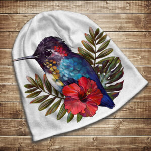 Шапка з 3D принтом на тему Колібрі та квітка. Усі розміри та сезони ВСІ Розміри