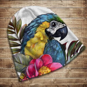 Шапка з 3D принтом на тему Яскравий папуга в листі. Усі розміри та сезони ВСІ Розміри