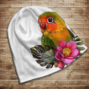 Шапка з 3D принтом на тему Папуга квітка та монстера. Усі розміри та сезони ВСІ Розміри