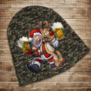 Шапка з 3D принтом на тему Олень і Санта з пивом. Усі розміри та сезони ВСІ Розміри