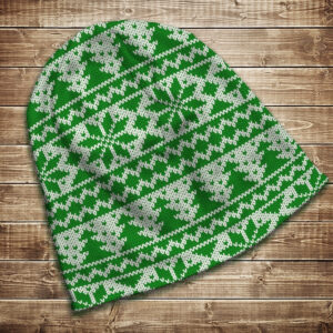 Шапка з 3D принтом на тему Скандинавський зелений орнамент. Усі розміри та сезони ВСІ Розміри