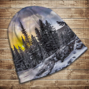 Шапка з 3D принтом на тему Засніжений зимовий ліс. Усі розміри та сезони ВСІ Розміри