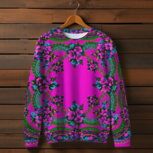 Світшот з 3D принтом Українська хустка. Фуксія ВСІ Розміри Преміум тканина