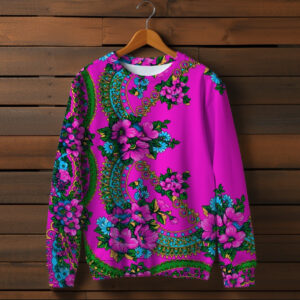 Світшот з 3D принтом Українська хустка. Фуксія 02 ВСІ Розміри Преміум тканина