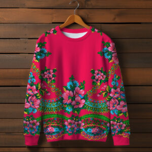 Світшот із 3D принтом Українська хустка. Пунш 01 ВСІ Розміри Преміум тканина