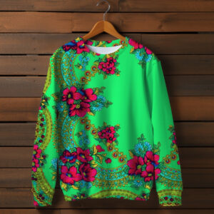 Світшот із 3D принтом Українська хустка. Ніжно зелений 02 ВСІ Розміри Преміум тканина