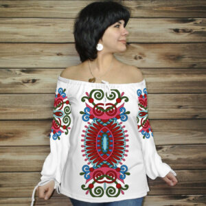 Туніка (блуза) Carmen Орнамент етнічний.Біла 03 ВСІ Розміри Преміум тканина