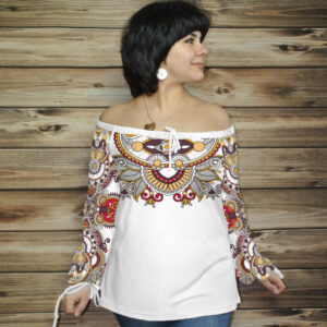 Туніка (блуза) Carmen Орнамент етнічний.Біла 06 ВСІ Розміри Преміум тканина