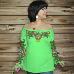 Туніка (блуза) Carmen Орнамент етнічний. Фісташка ВСІ Розміри Преміум тканина