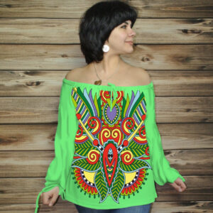 Туніка (блуза) Carmen Орнамент етнічний. Фісташка 01 ВСІ Розміри Преміум тканина