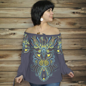 Туніка (блуза) Carmen Орнамент етнічний. Фіалка 02 ВСІ Розміри Преміум тканина