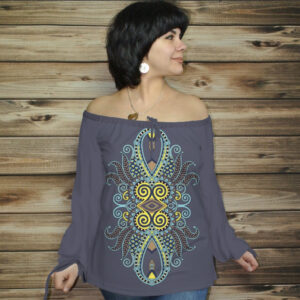 Туніка (блуза) Carmen Орнамент етнічний. Фіалка 03 ВСІ Розміри Преміум тканина