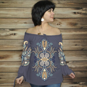 Туніка (блуза) Carmen Орнамент етнічний. Фіалка 04 ВСІ Розміри Преміум тканина