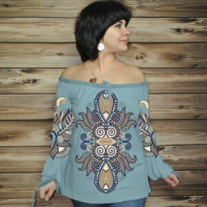 Туніка (блуза) Carmen Орнамент етнічний. Морська хвиля ВСІ Розміри Преміум тканина