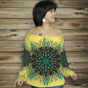 Туніка (блуза) Carmen Орнамент етнічний. Жовта ВСІ Розміри Преміум тканина