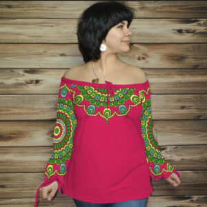 Туніка (блуза) Carmen Орнамент етнічний. Фуксія ВСІ Розміри Преміум тканина