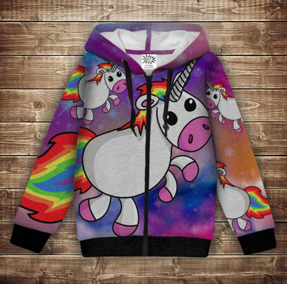 Худі теплий з 3Д принтом Єдинорожка 05 ВСІ Розміри Преміум тканина