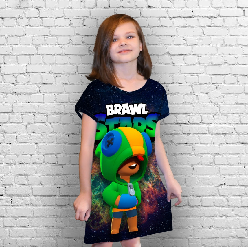 Плаття-туніка 3D принт Бравл старс леон серія космос ВСІ Розміри Преміум тканина