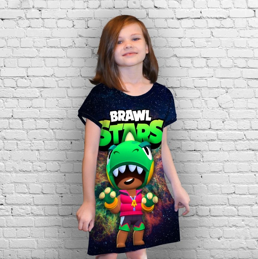 Плаття-туніка 3D принт Бравл старс Леон акула ВСІ Розміри Преміум тканина