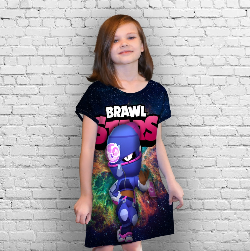 Плаття-туніка 3D принт Бравл Старс серія космос 42 ВСІ Розміри Преміум тканина