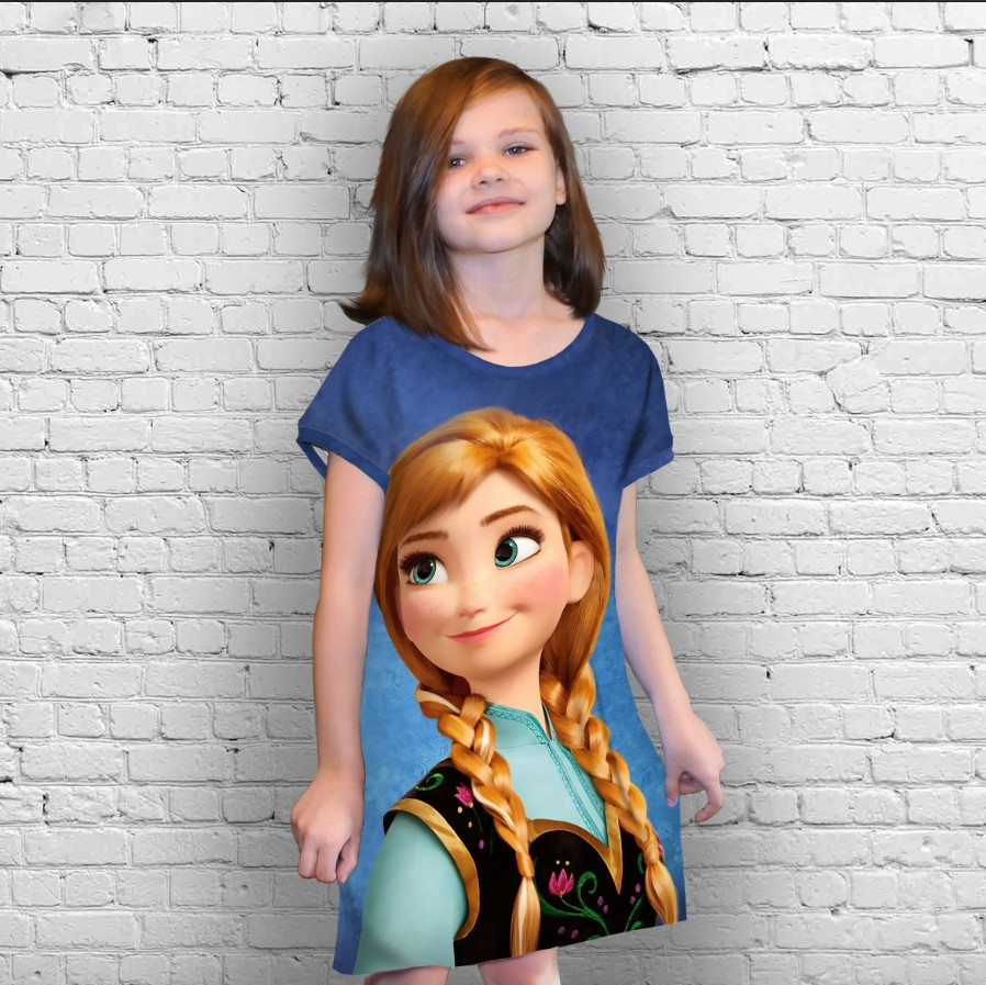 Плаття-туніка 3D принт Холодне серце. Анна ВСІ Розміри Преміум тканина