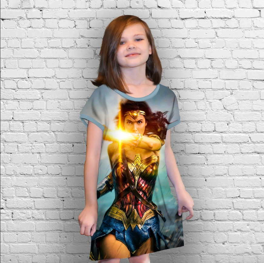 Плаття-туніка 3D принт Диво жінка 02 ВСІ Розміри Преміум тканина