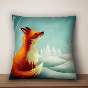 Подушка з новорічним принтом Лис узимку