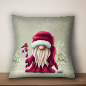 Подушка з новорічним принтом Санта Клаус гном