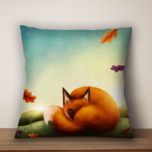 Подушка з новорічним принтом Лис і осінь