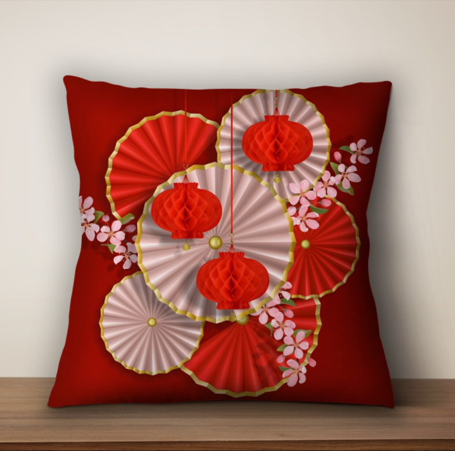 Подушка 3D принтом на тему Китайське віяло
