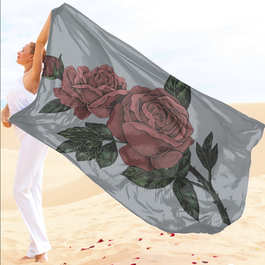 Парео-хустка-палантин 10в1 з принтом Троянди ВСІ Розміри