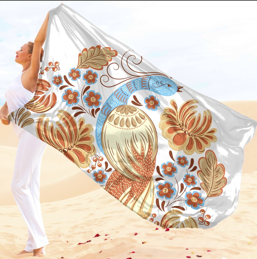 Парео-хустка-палантин 10в1 з принтом Жовто-блакитний орнамент ВСІ Розміри