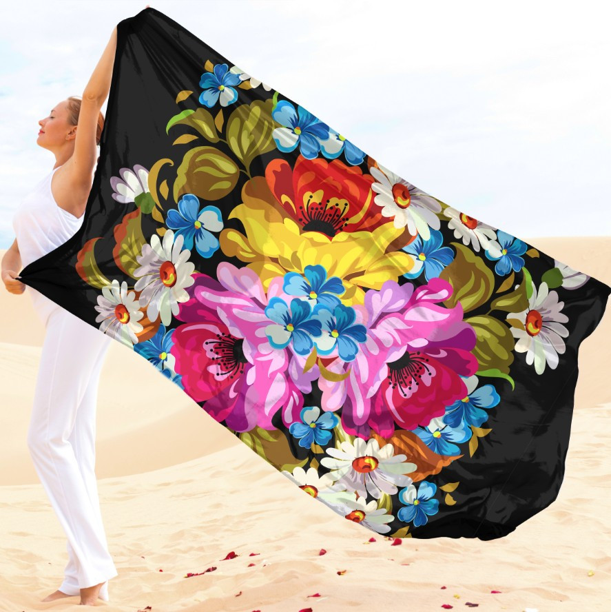 Парео-хустка-палантин 10в1 з принтом Етнічний квітковий принт ВСІ Розміри