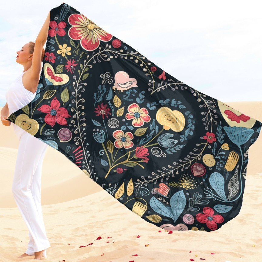 Парео-хустка-палантин 10в1 з принтом Етнічний квітковий принт ВСІ Розміри