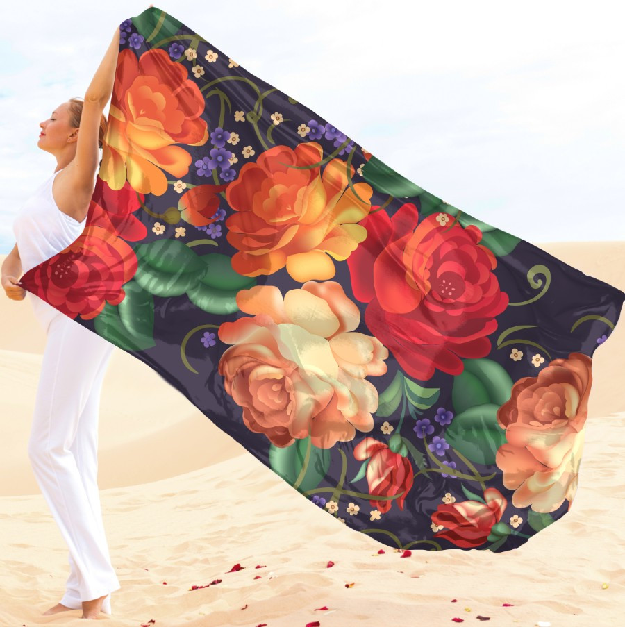 Парео-хустка-палантин 10в1 з принтом Квітковий принт етнічні троянди ВСІ Розміри