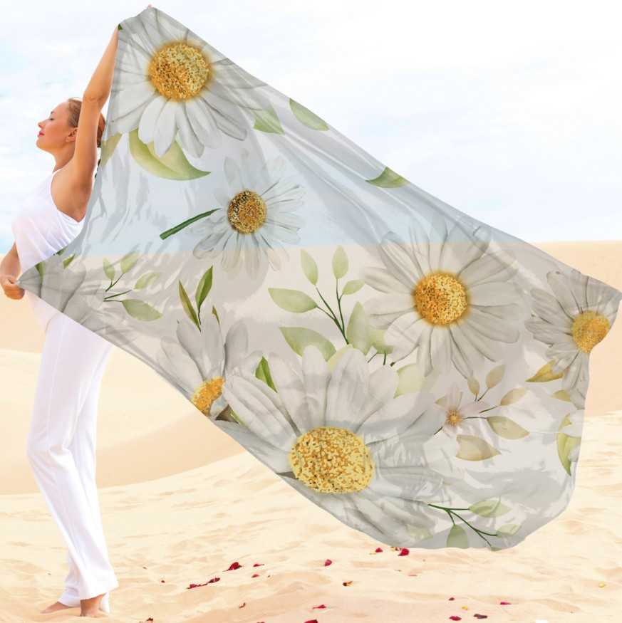 Парео-хустка-палантин 10в1 з принтом Квітковий принт ромашки ВСІ Розміри