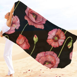 Парео-хустка-палантин 10в1 з принтом Квітковий принт Маки ВСІ Розміри