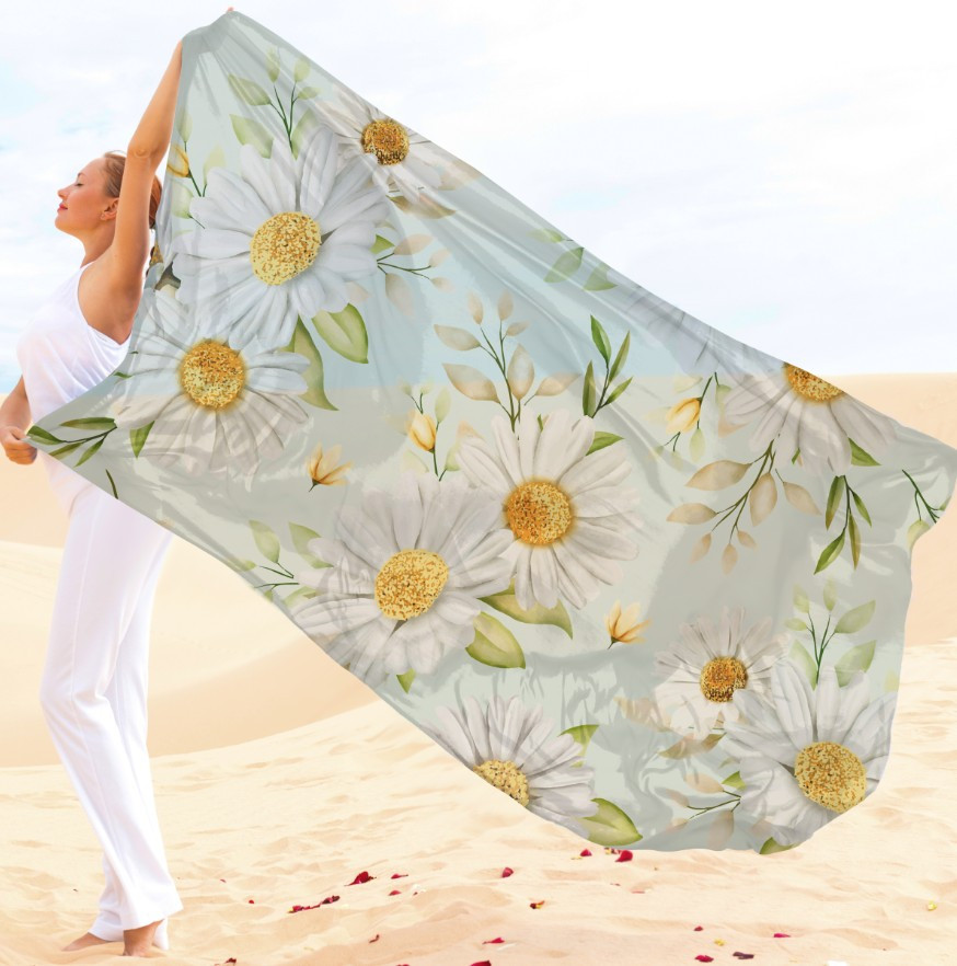 Парео-хустка-палантин 10в1 з принтом Квітковий принт ромашки ВСІ Розміри