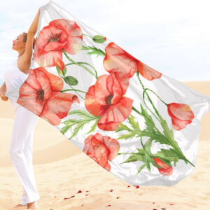 Парео-хустка-палантин 10в1 з принтом Квітковий принт Маки ВСІ Розміри