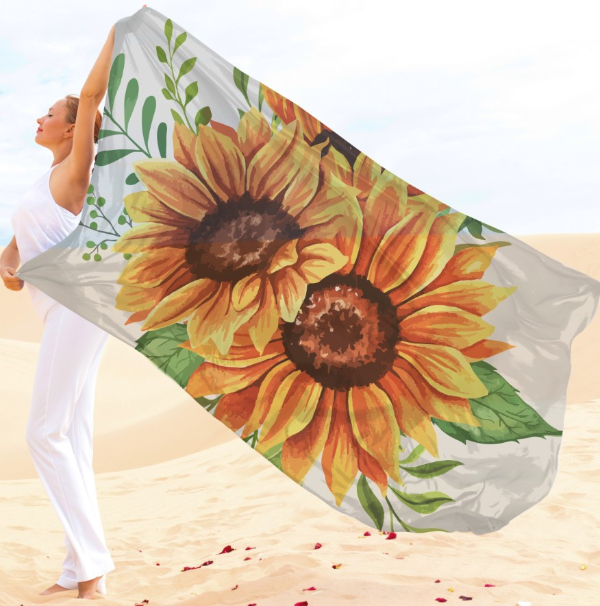 Парео-хустка-палантин 10в1 з принтом Квітковий принт Соняхи ВСІ Розміри