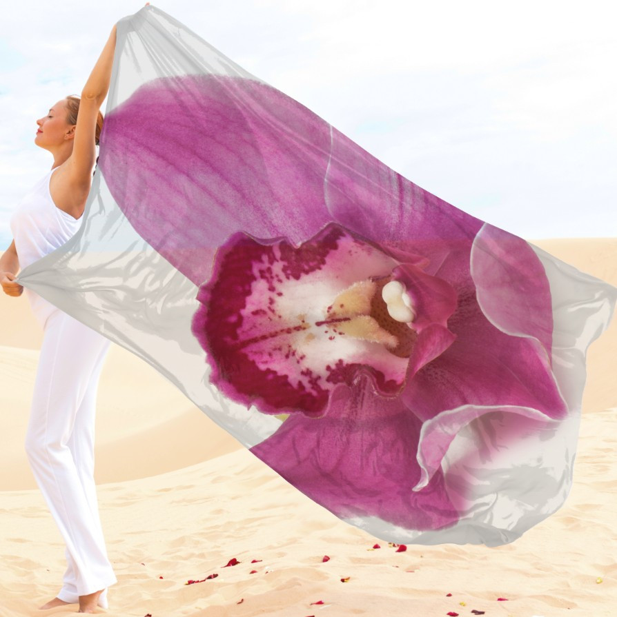 Парео-хустка-палантин 10в1 з принтом Квітковий принт Орхідеї ВСІ Розміри