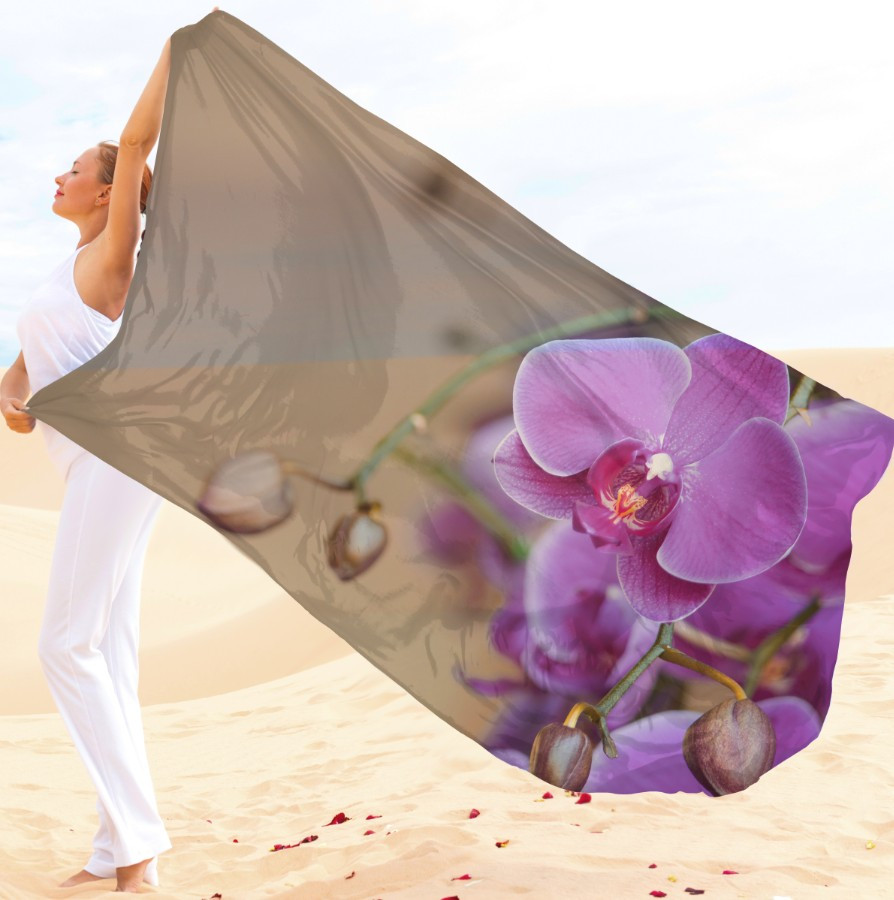 Парео-хустка-палантин 10в1 з принтом Квітковий принт Орхідеї ВСІ Розміри